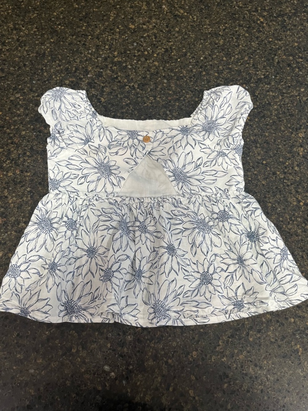 Joie SET White Blue Cotton Floral Print Peasant Little Girls Shirt Top Shorts - Picture 4 of 12
